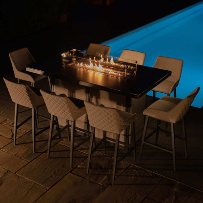 Maze Regal 8 Seat Gas Fire Pit Grill Bar Set - Alfresco Heat