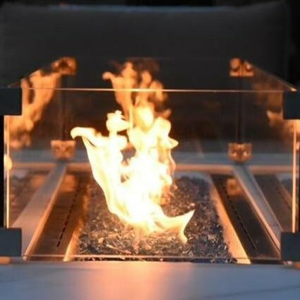 Elementi Fire White Carrara Gas Fire Pit Table - Alfresco Heat