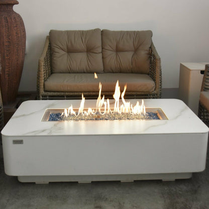 Elementi Fire White Athens Gas Fire Pit Table - Alfresco Heat