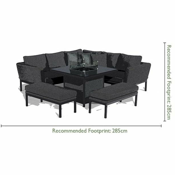 Maze Pulse Corner Sofa: Fire Pit Table Dining Set - Alfresco Heat