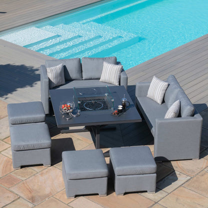 Maze Fuzion Cube Sofa Set With Gas Fire Pit - Alfresco Heat