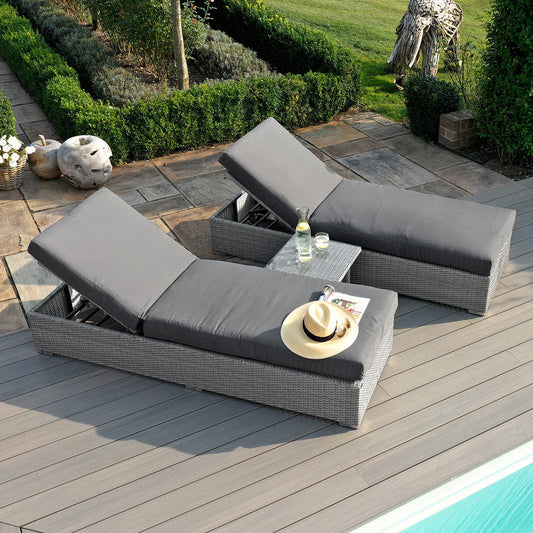 Maze Ascot Rattan Sun Lounger Set - Alfresco Heat