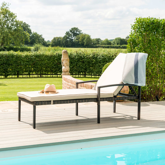 Maze Rattan Austin Sun lounger - Cream/Brown - Alfresco Heat