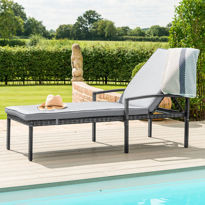 Maze Rattan Austin Sun lounger - Grey - Alfresco Heat