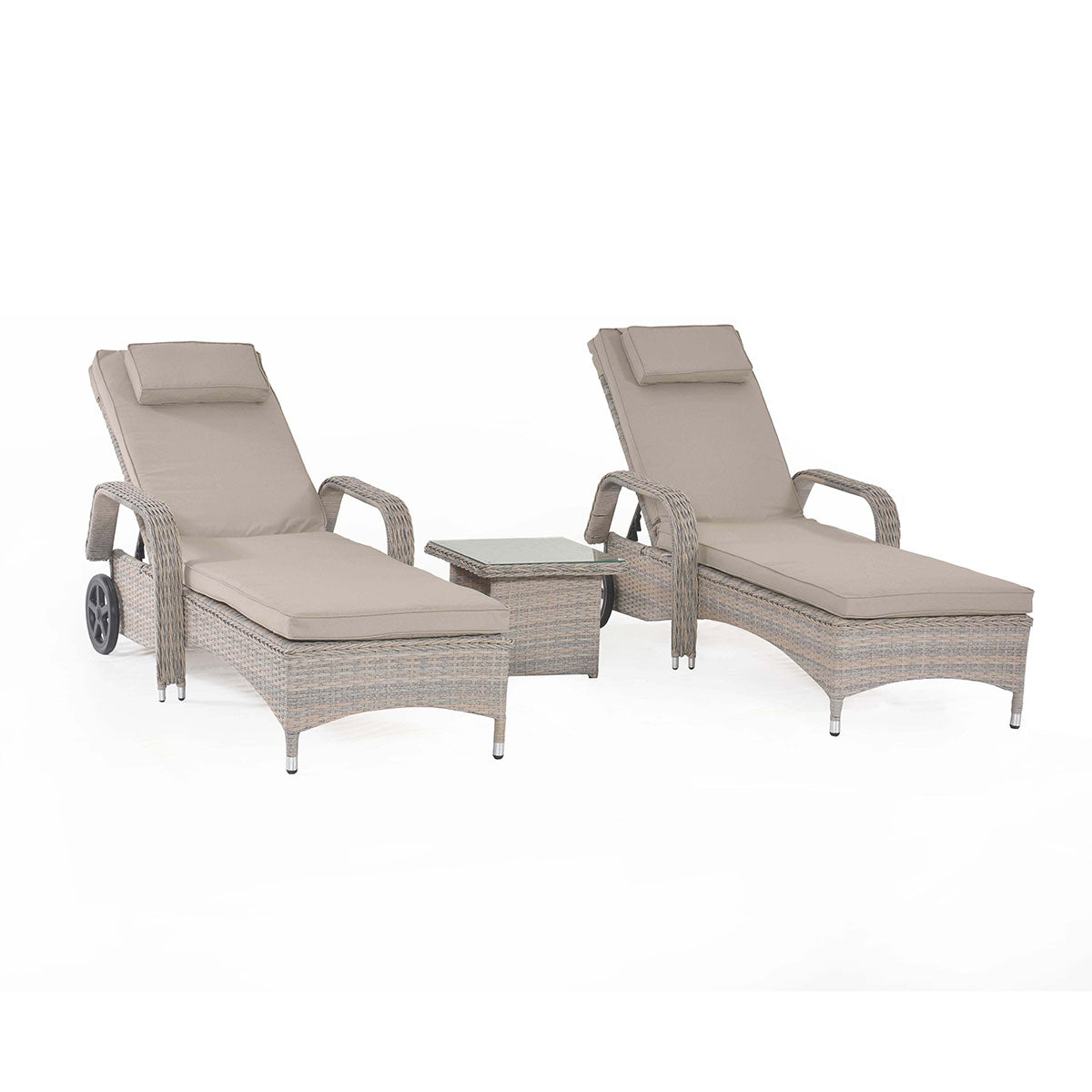 Maze Cotswold Rattan Sun Lounger Set With Table - Alfresco Heat