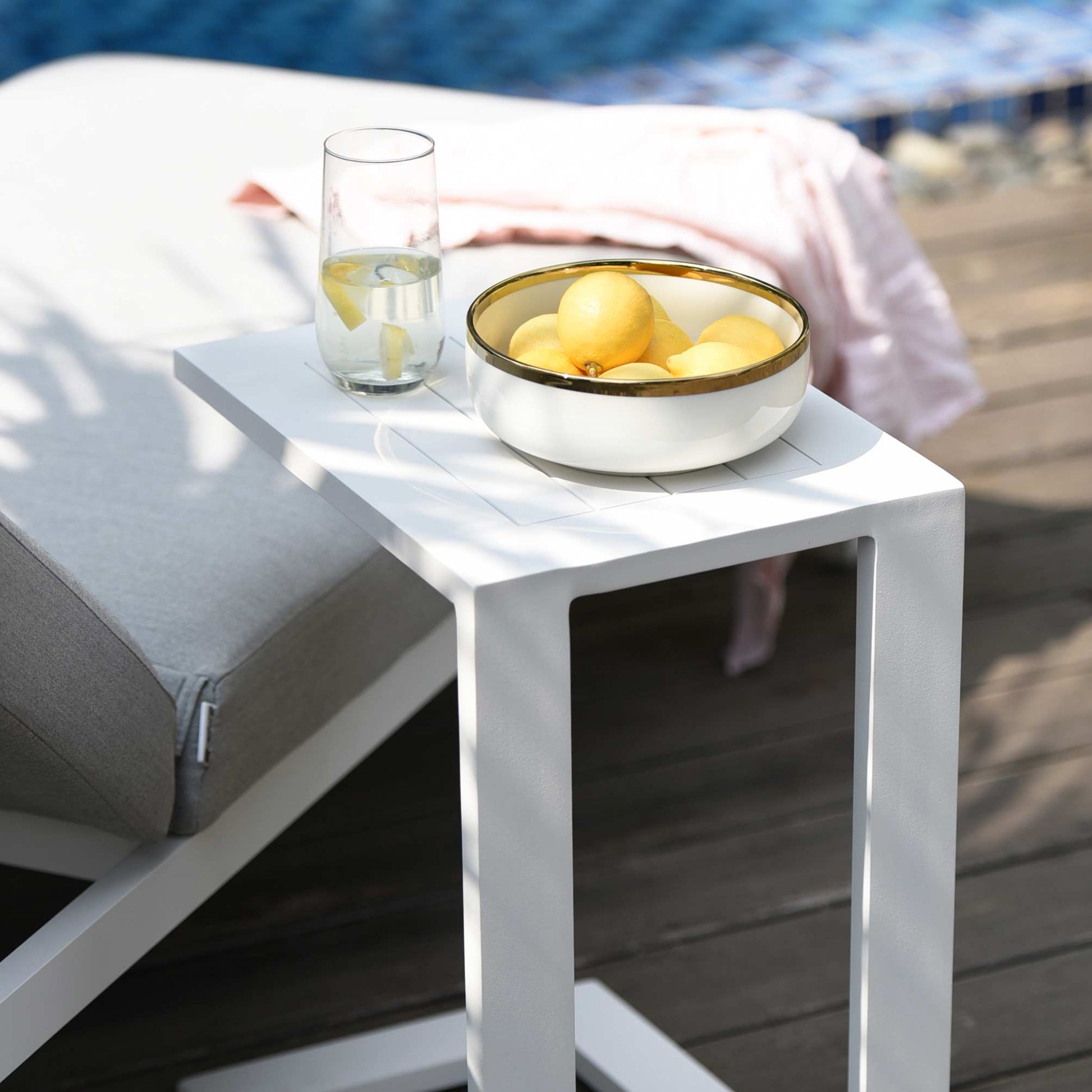 Maze White Aluminium Side Table - Alfresco Heat