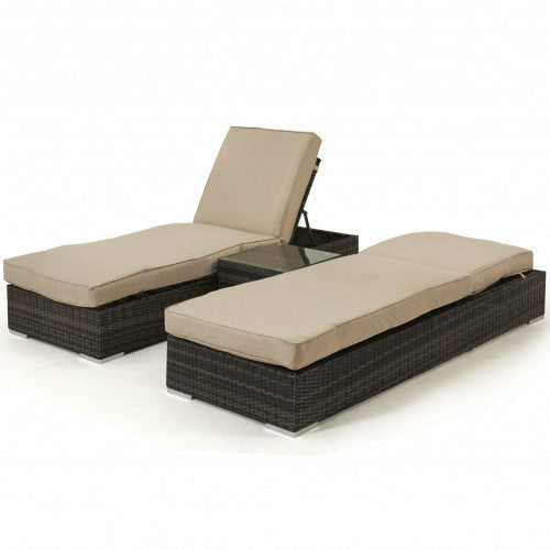 Maze Orlando Rattan Double Sun Lounger Set - Alfresco Heat