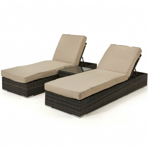 Maze Orlando Rattan Double Sun Lounger Set - Alfresco Heat