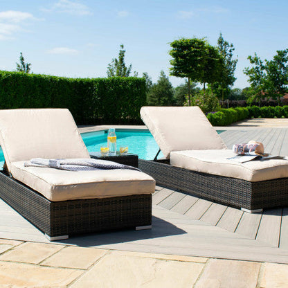 Maze Orlando Rattan Double Sun Lounger Set - Alfresco Heat