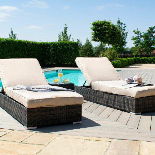 Maze Orlando Rattan Double Sun Lounger Set - Alfresco Heat