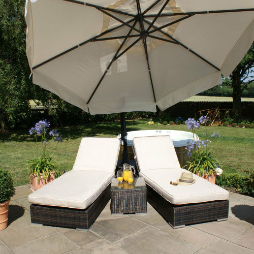 Maze Orlando Rattan Double Sun Lounger Set - Alfresco Heat