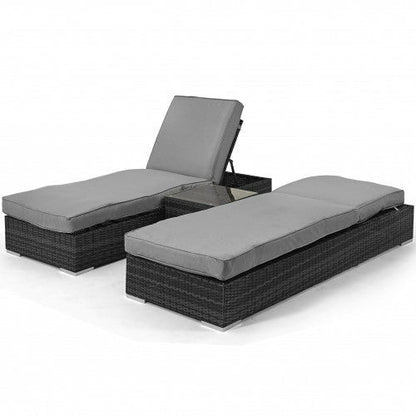 Maze Orlando Rattan Double Sun Lounger Set - Alfresco Heat