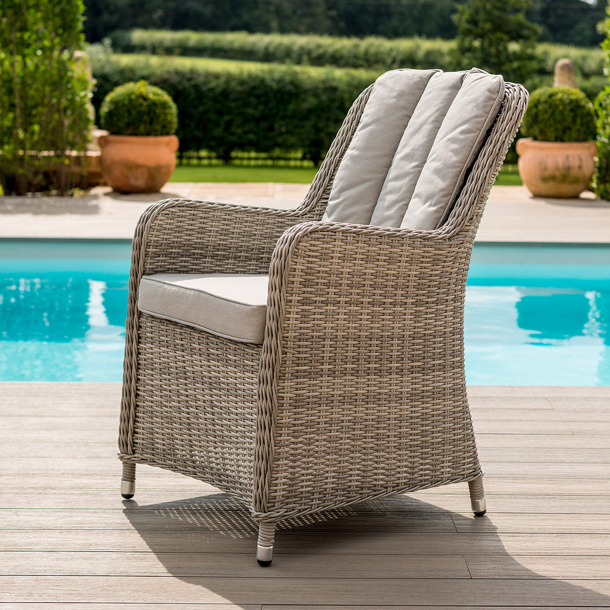 Maze Oxford 6 Seat Round Gas Fire Pit Rattan Dining Set - Alfresco Heat