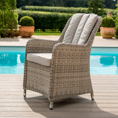 Maze Oxford 6 Seat Round Gas Fire Pit Rattan Dining Set - Alfresco Heat