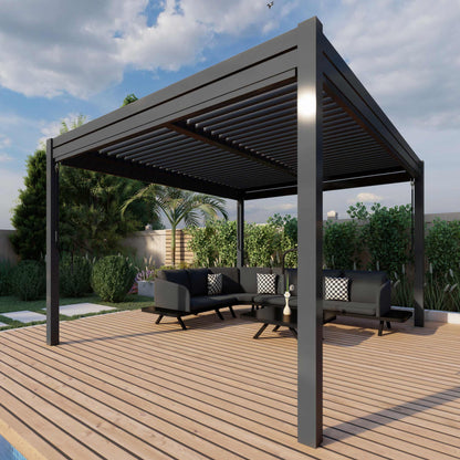 Maze Aluminium Pergola With 4 Drop Sides 3 x3 Metres - Alfresco Heat