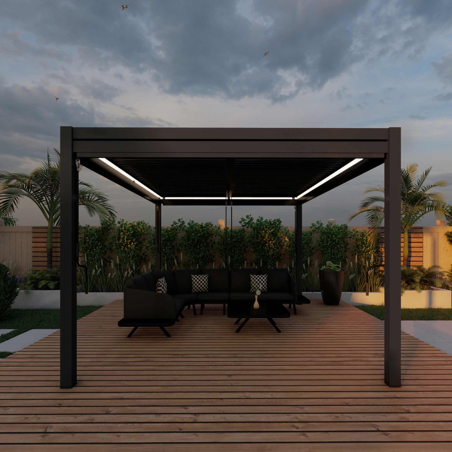 Maze Aluminium Pergola With 4 Drop Sides 3 x3 Metres - Alfresco Heat