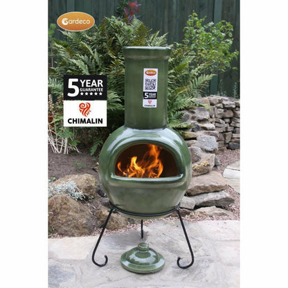 Gardeco Sempra Glazed Clay Chimenea Large - Alfresco Heat