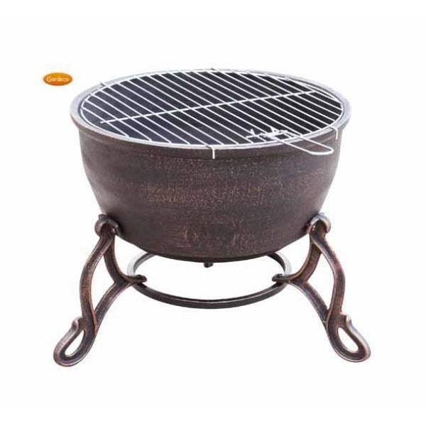 Elidir Cast Iron Fire Bowl With BBQ Grill - Alfresco Heat