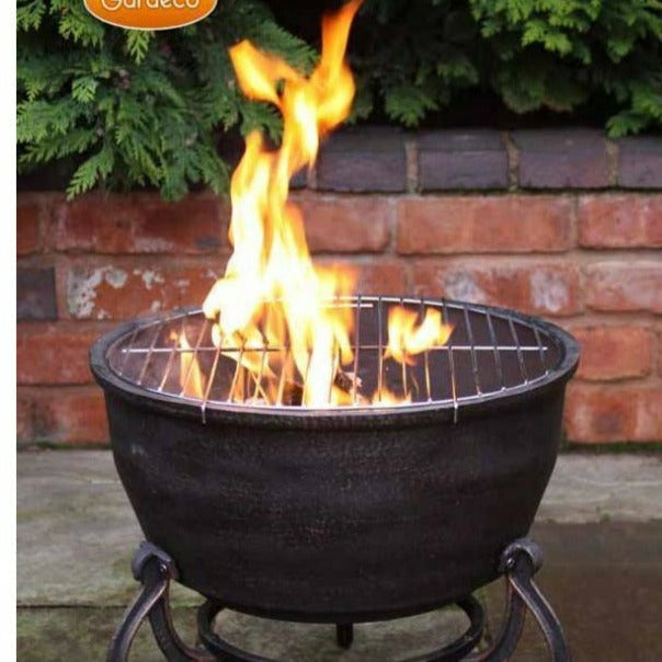 Elidir Cast Iron Fire Bowl With BBQ Grill - Alfresco Heat