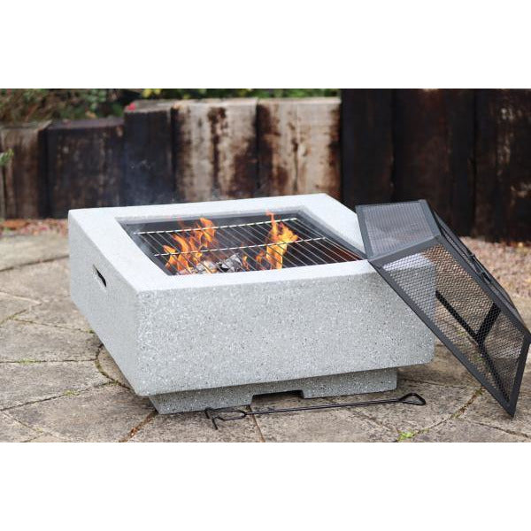 Cubo Square Garden Fire Pit with Grill - Alfresco Heat
